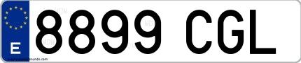 Ejemplo de matrícula española 8899 CGL
