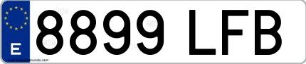 Ejemplo de matrícula española 8899 LFB