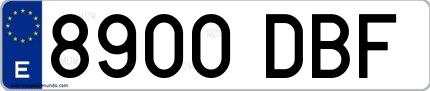 Ejemplo de matrícula española 8900 DBF