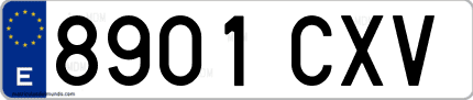 Ejemplo de matrícula de coche ordinaria 8901 CXV