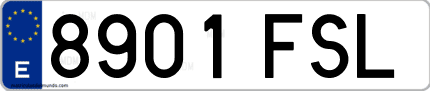 Ejemplo de matrícula de coche ordinaria 8901 FSL