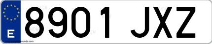 Ejemplo de matrícula española 8901 JXZ