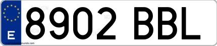 Ejemplo de matrícula española 8902 BBL