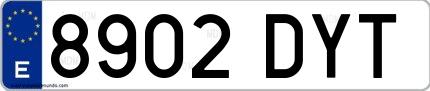 Ejemplo de matrícula española 8902 DYT