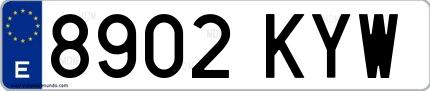 Ejemplo de matrícula de coche ordinaria 8902 KYW