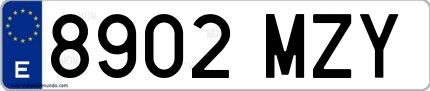 Ejemplo de matrícula de coche ordinaria 8902 MZY
