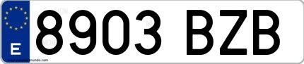 Ejemplo de matrícula española 8903 BZB