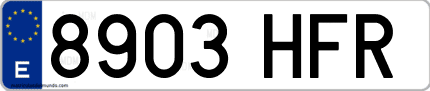 Ejemplo de matrícula de coche ordinaria 8903 HFR