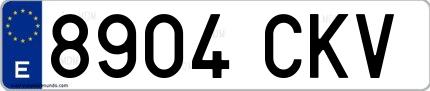Ejemplo de matrícula española 8904 CKV