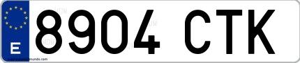 Ejemplo de matrícula española 8904 CTK