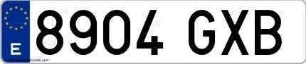Ejemplo de matrícula española 8904 GXB