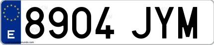 Ejemplo de matrícula española 8904 JYM