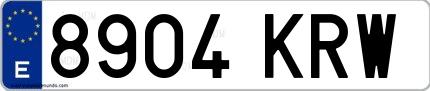 Ejemplo de matrícula española 8904 KRW