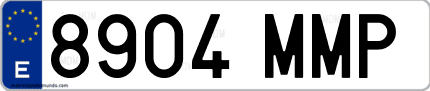 Ejemplo de matrícula de coche ordinaria 8904 MMP