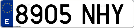 Ejemplo de matrícula de coche ordinaria 8905 NHY