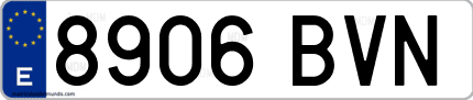 Ejemplo de matrícula de coche ordinaria 8906 BVN