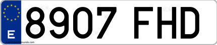 Ejemplo de matrícula de coche ordinaria 8907 FHD