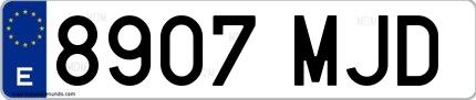 Ejemplo de matrícula española 8907 MJD