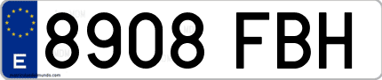 Ejemplo de matrícula de coche ordinaria 8908 FBH