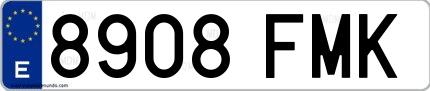 Ejemplo de matrícula española 8908 FMK