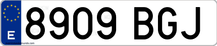 Ejemplo de matrícula de coche ordinaria 8909 BGJ