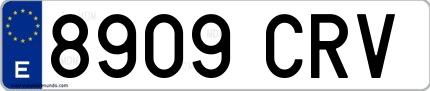 Ejemplo de matrícula española 8909 CRV