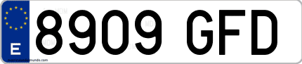 Ejemplo de matrícula de coche ordinaria 8909 GFD