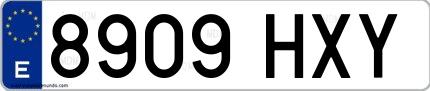 Ejemplo de matrícula española 8909 HXY