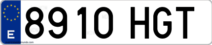 Ejemplo de matrícula de coche ordinaria 8910 HGT