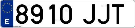 Ejemplo de matrícula española 8910 JJT