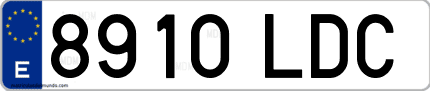 Ejemplo de matrícula de coche ordinaria 8910 LDC