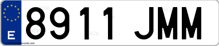 Ejemplo de matrícula de coche ordinaria 8911 JMM