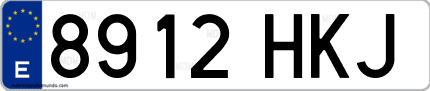 Ejemplo de matrícula de coche ordinaria 8912 HKJ