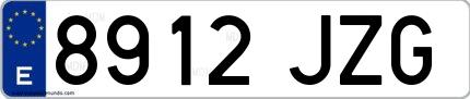 Ejemplo de matrícula española 8912 JZG