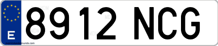 Ejemplo de matrícula de coche ordinaria 8912 NCG