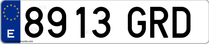 Ejemplo de matrícula de coche ordinaria 8913 GRD