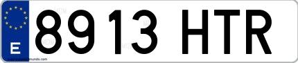 Ejemplo de matrícula española 8913 HTR
