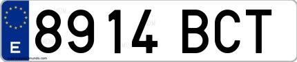 Ejemplo de matrícula española 8914 BCT