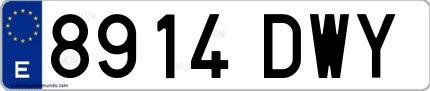 Ejemplo de matrícula española 8914 DWY