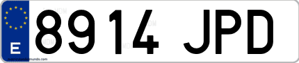 Ejemplo de matrícula de coche ordinaria 8914 JPD