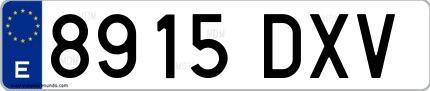 Ejemplo de matrícula española 8915 DXV