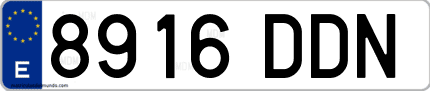 Ejemplo de matrícula de coche ordinaria 8916 DDN