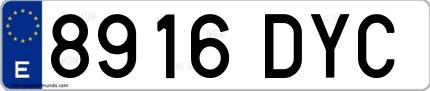 Ejemplo de matrícula española 8916 DYC
