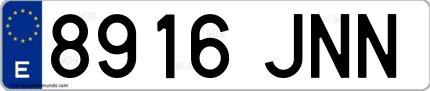 Ejemplo de matrícula española 8916 JNN