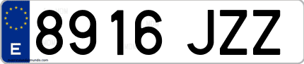 Ejemplo de matrícula de coche ordinaria 8916 JZZ
