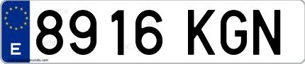 Ejemplo de matrícula de coche ordinaria 8916 KGN