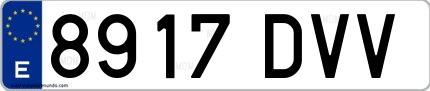 Ejemplo de matrícula española 8917 DVV