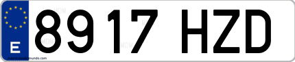 Ejemplo de matrícula de coche ordinaria 8917 HZD