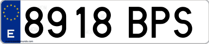 Ejemplo de matrícula de coche ordinaria 8918 BPS