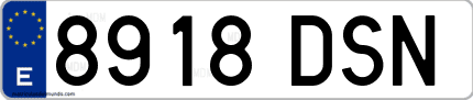 Ejemplo de matrícula de coche ordinaria 8918 DSN
